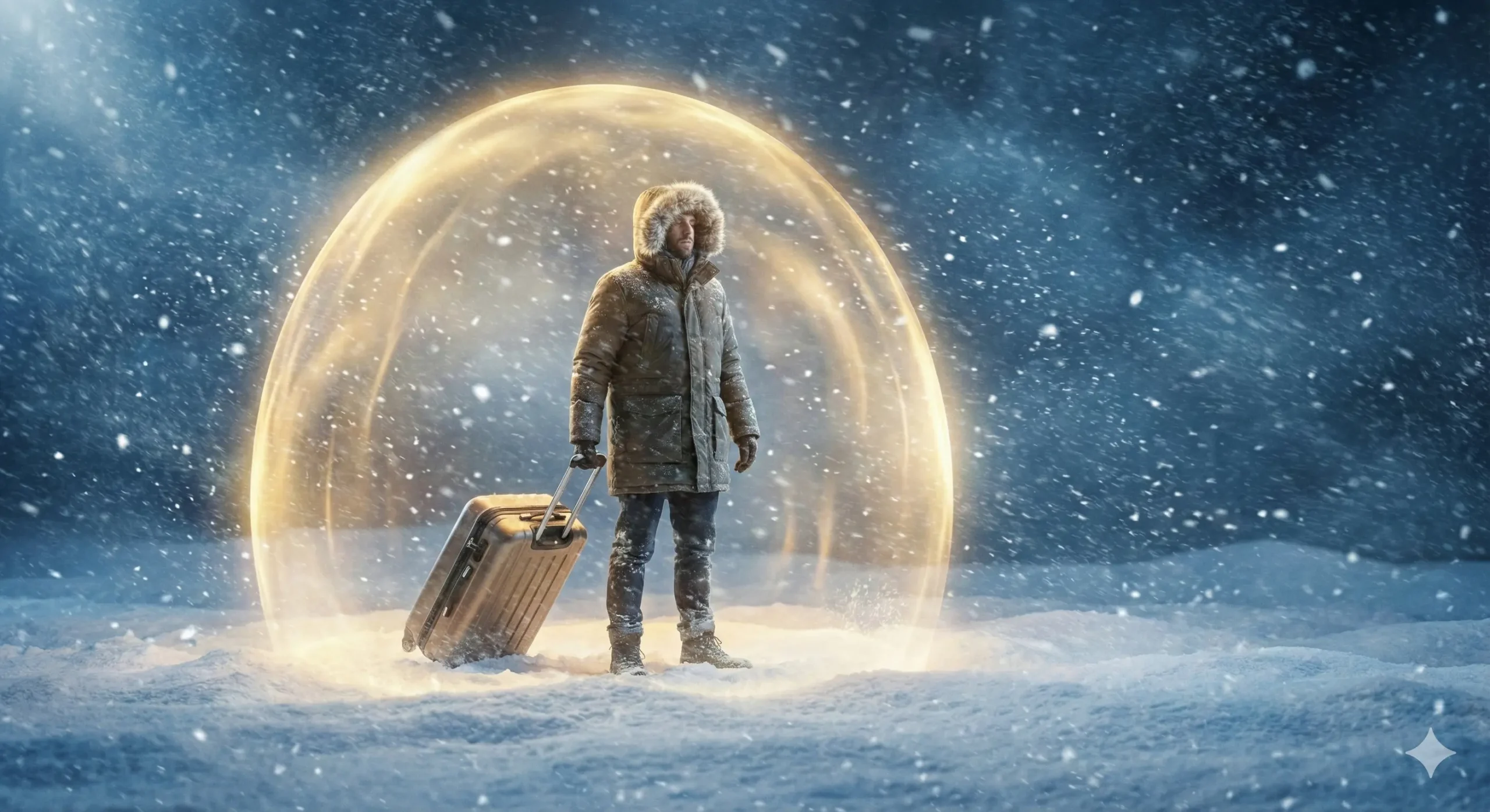 Traveler in a Winter Storm Scenario